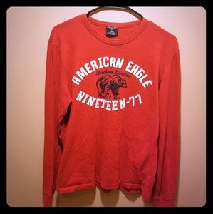 Red, size small, long-sleeved American Eagle shirt